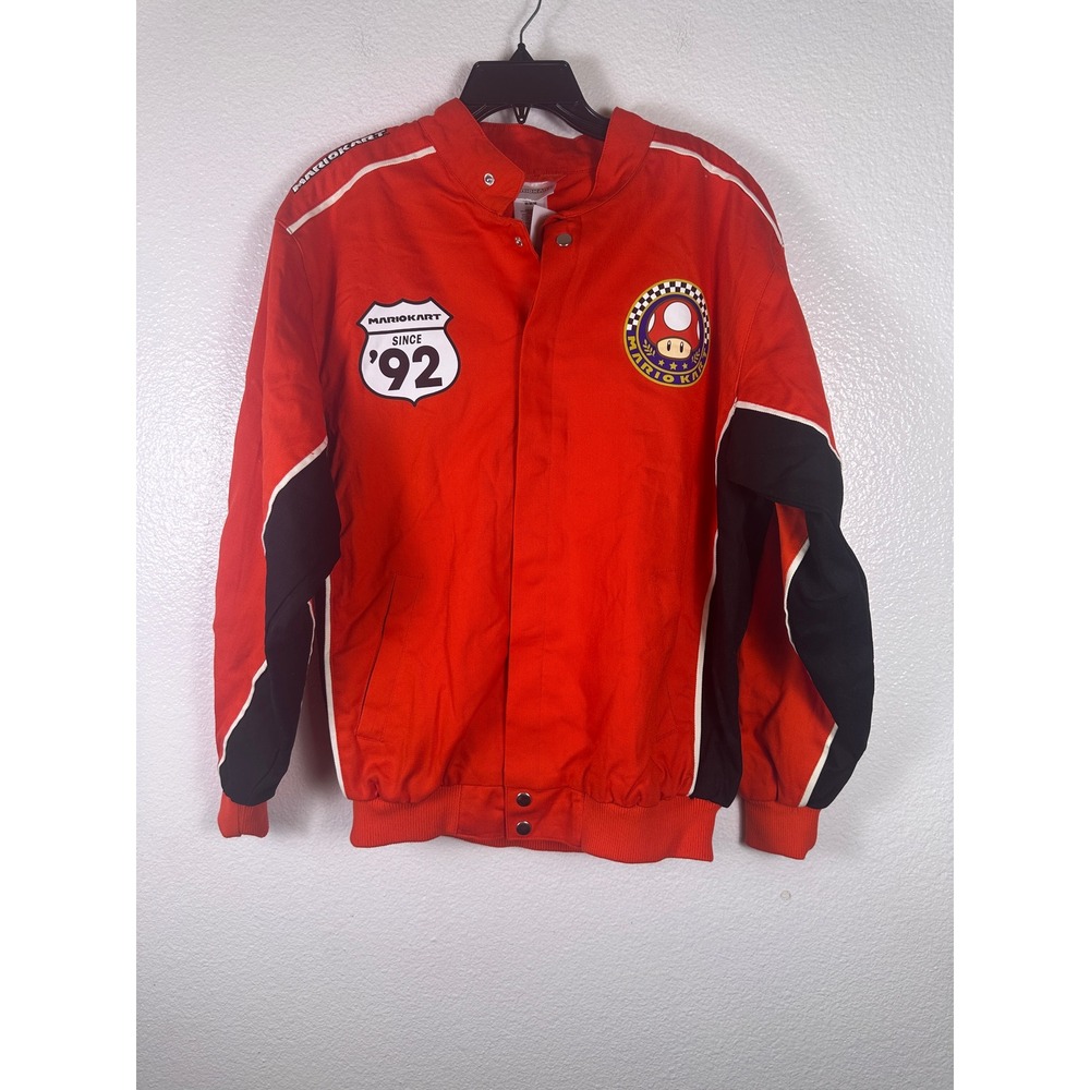 Nintendo Mario Kart‎ Racing Bomber Jacket Mens Medium Red Toad Since 92